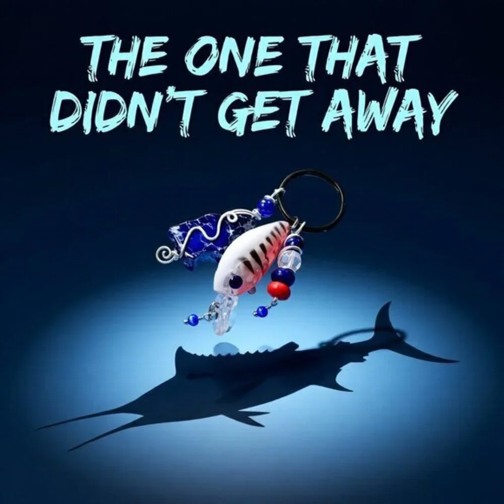 Orange + Blue! Fishing Lure Key Chain - Anglers Key Ring! Choose His/Her Name!